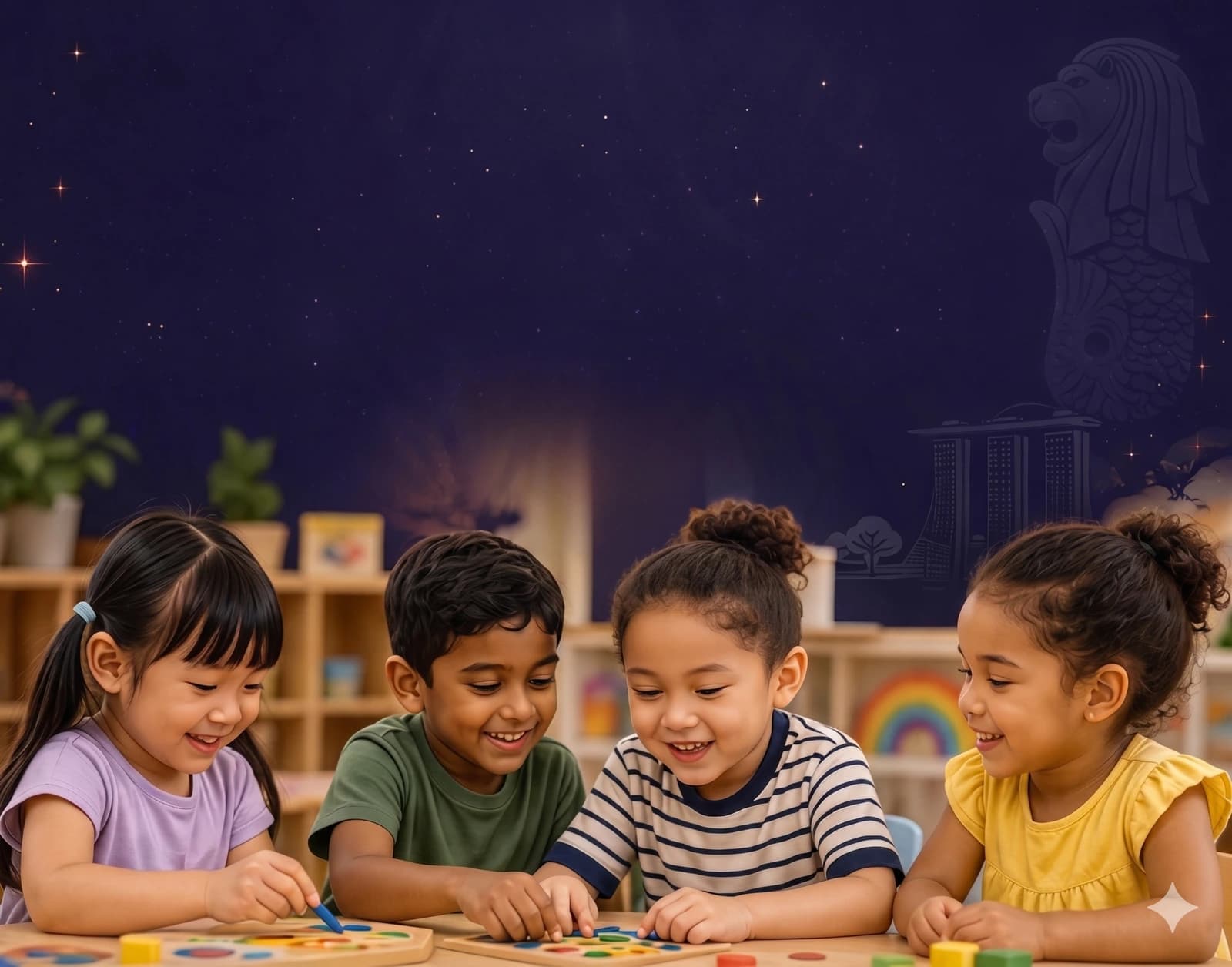 Toddlers playing together at a Singapore playgroup centre