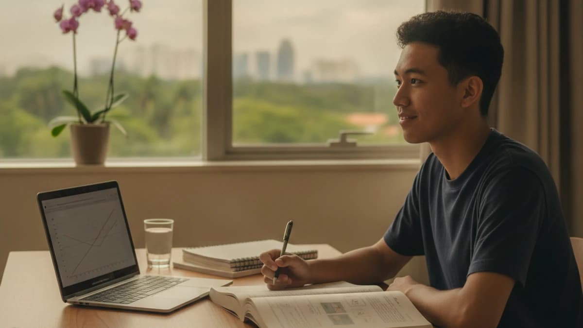 Student revising calmly during a long weekend