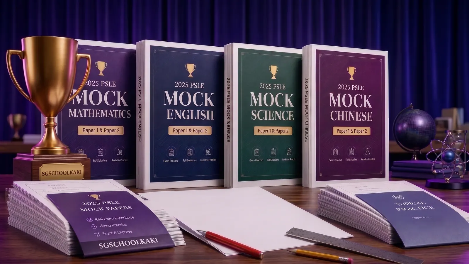 PSLE mock exam papers for Mathematics, English, Science and Chinese by SGSchoolKaki